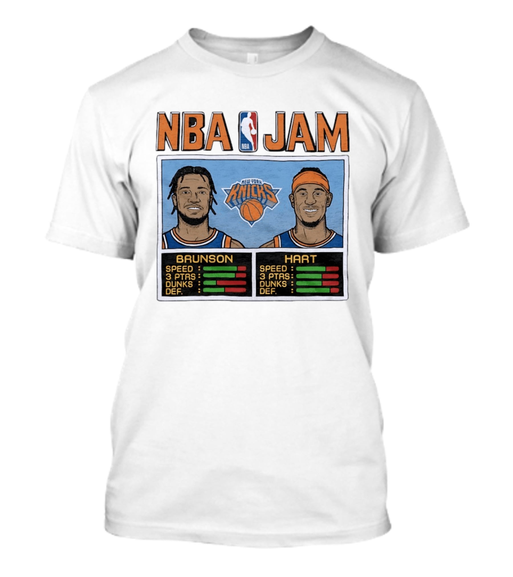Jalen Brunson Josh Hart New York Knicks NBA Jam Retro Basketball Game T-Shirt