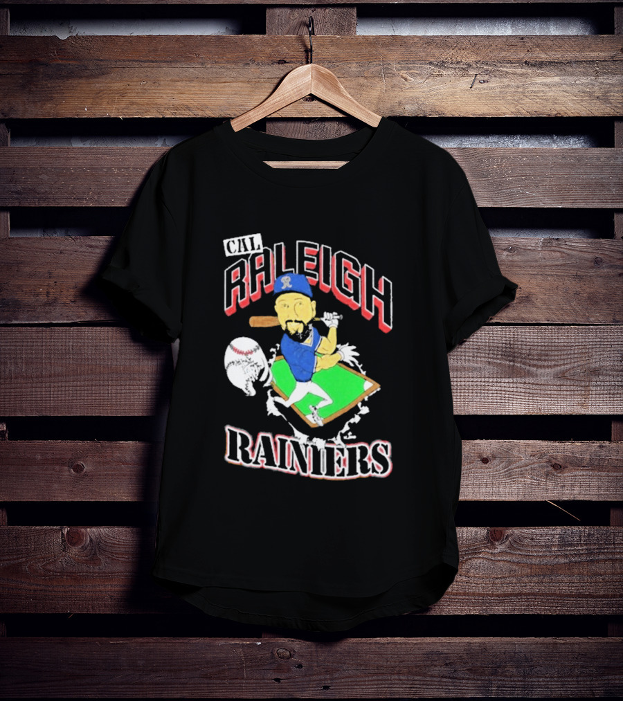 Cal Raleigh Rainiers Baseball Catcher Player Caricature T-Shirt