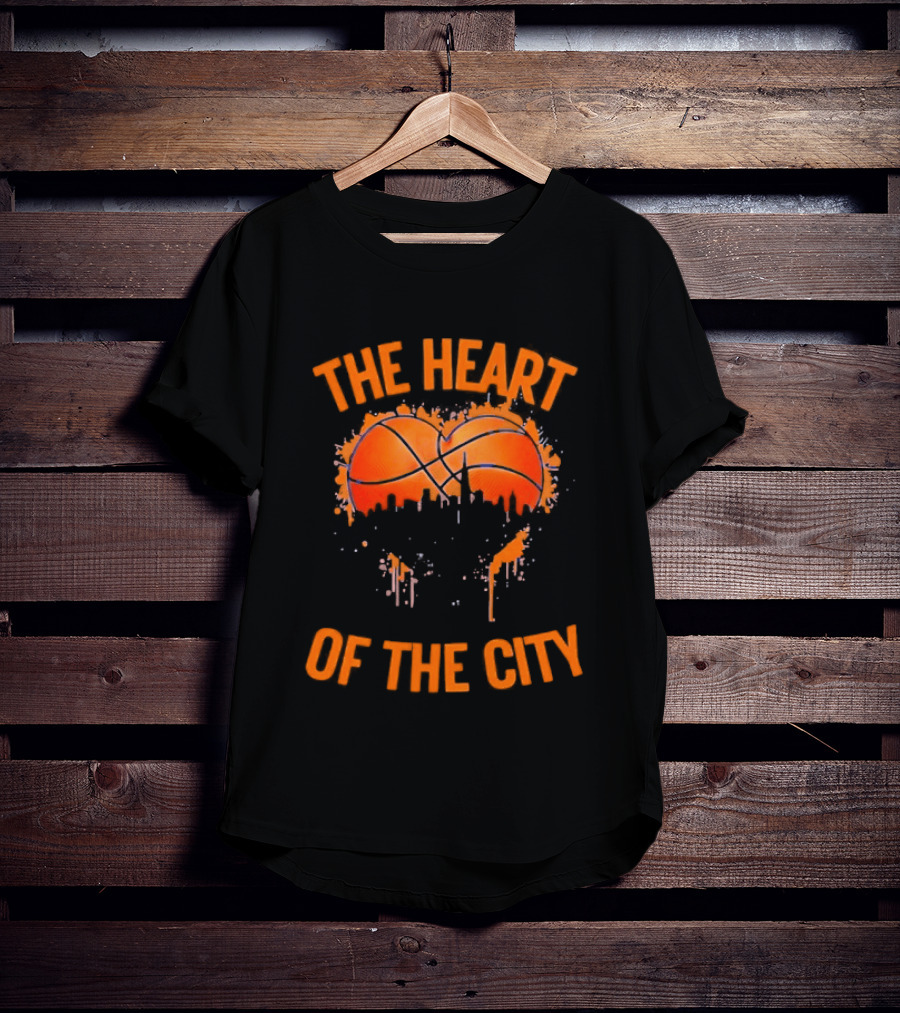 New York Knick The Heart Of The City Basketball Dripping Orange T-Shirt