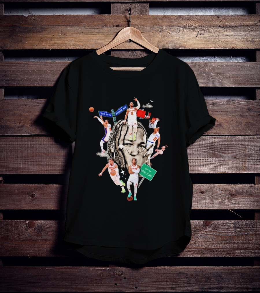 Jalen Brunson New York Knicks Collage West 31st Street Seventh Ave City Of New York T-Shirt