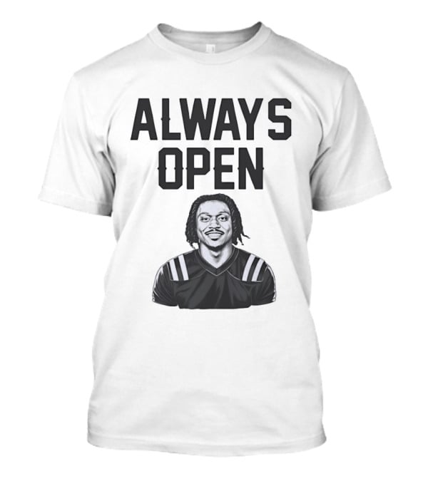 Always Open Bold Text With Cartoon Football Player T-Shirt