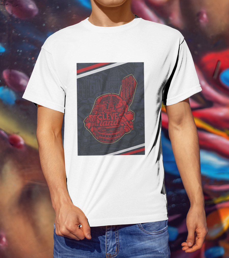 Cleveland 1948 Baseball Team City Mosaic Landmark Collage T-Shirt