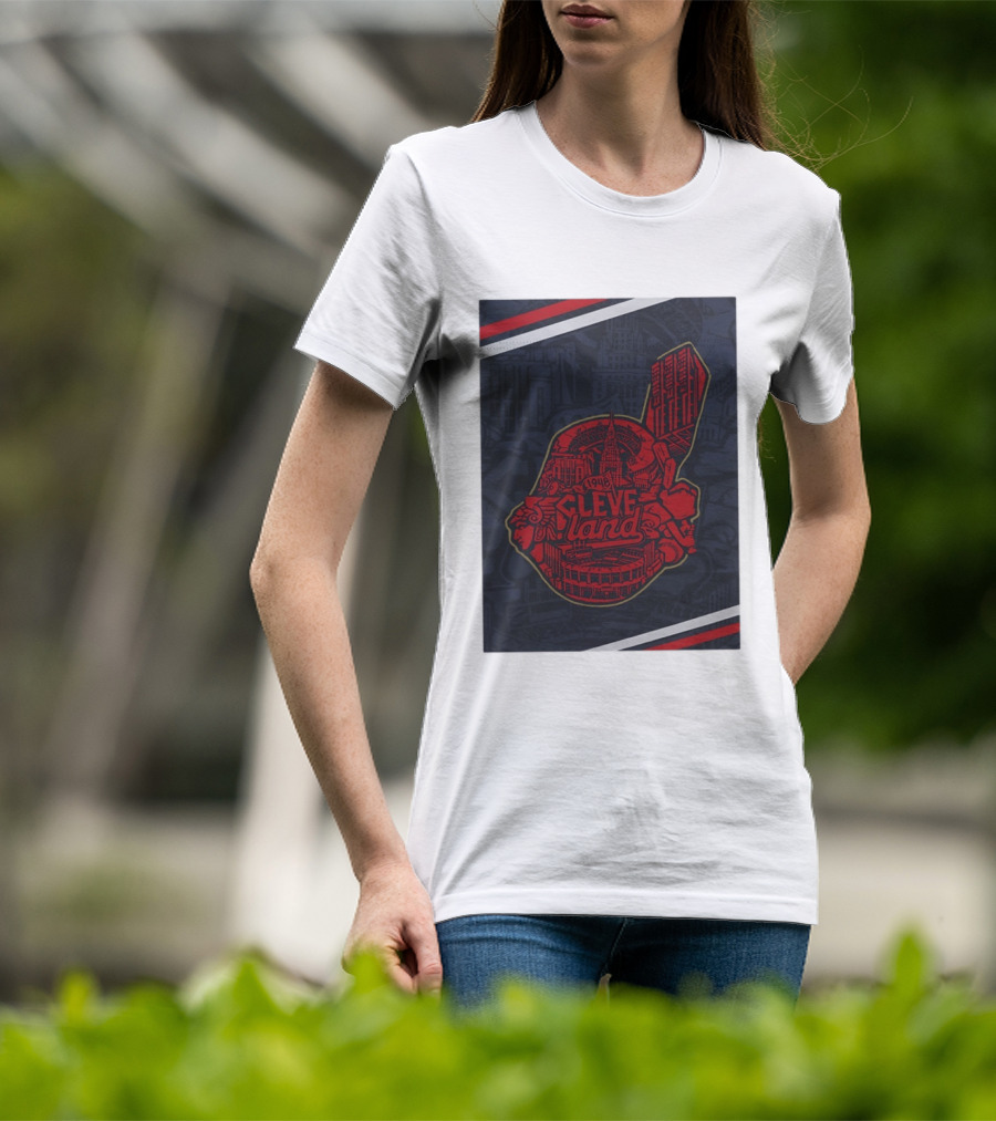 Cleveland 1948 Baseball Team City Mosaic Landmark Collage T-Shirt