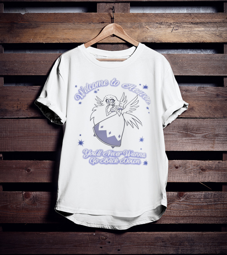 Emily Hazbin Hotel Welcome To Heaven You'll Never Wanna Go Back Down Angelic Invitation T-Shirt