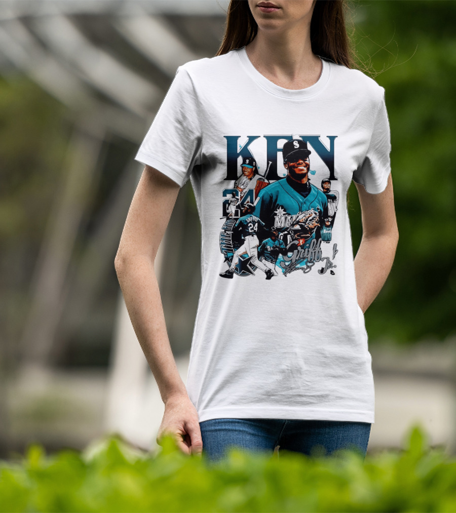 Ken Griffey Jr Seattle Mariners The Kid 24 Legendary Collage T-Shirt
