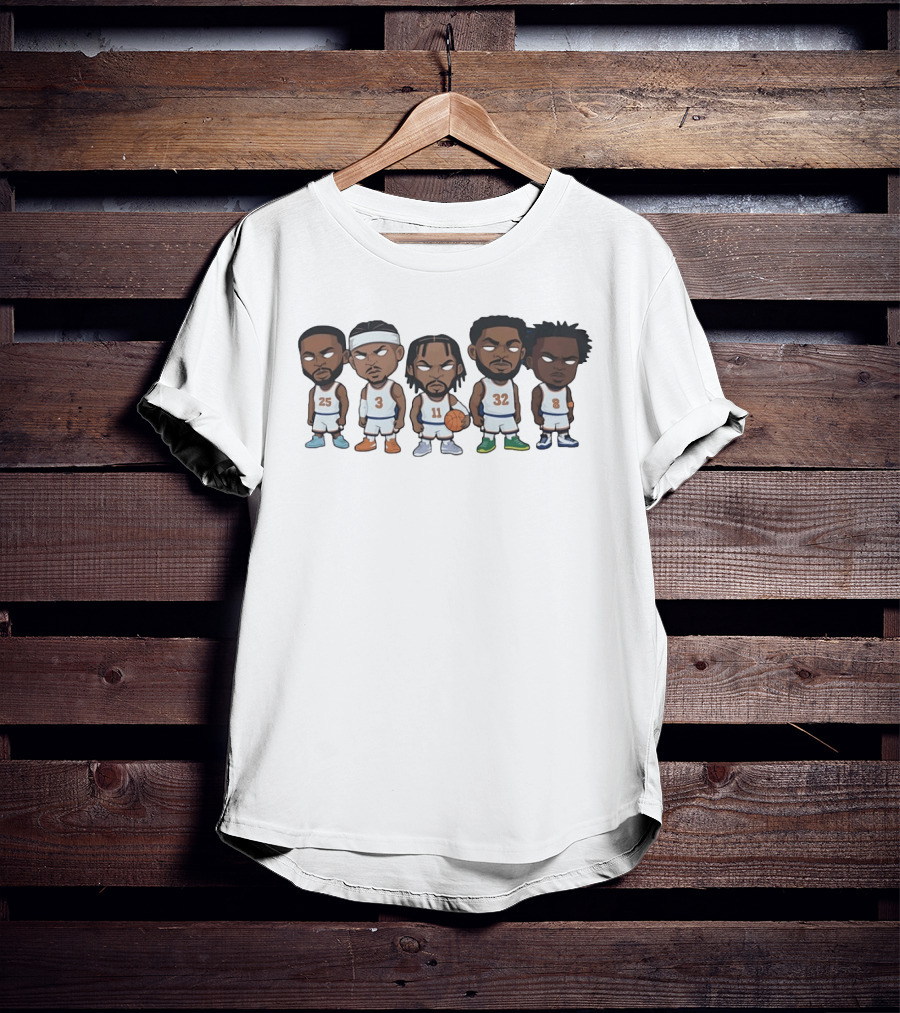 New York Knicks 2026 Player Cartoon Characters 25 3 11 32 8 T-Shirt