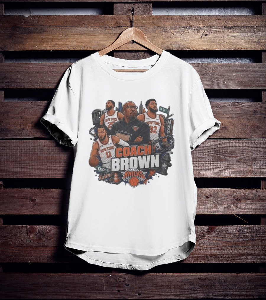 New York Knicks MSG Coach Brown Knicks Way Basketball Team 34th Street 2026 T-Shirt