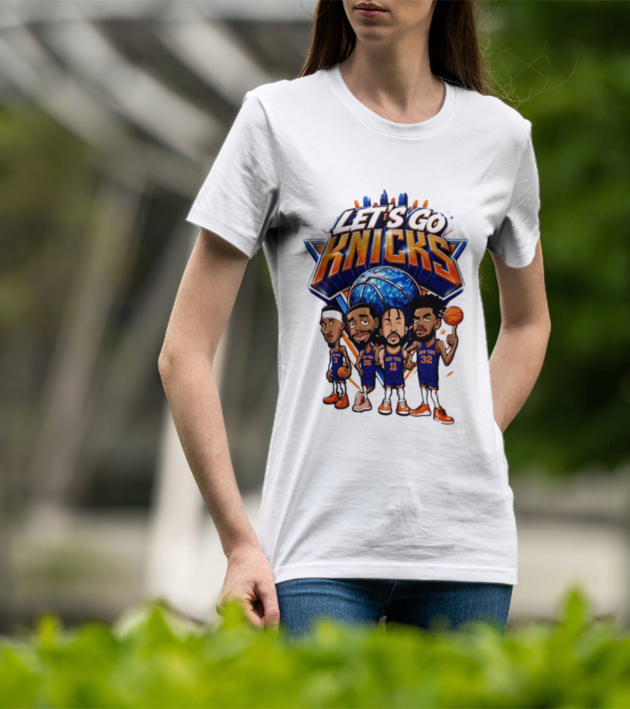 Let's Go Knicks New York Basketball Players Cartoon 2026 T-Shirt