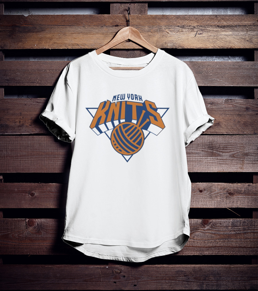New York Knits Basketball Yarn Logo NY Knicks T-Shirt
