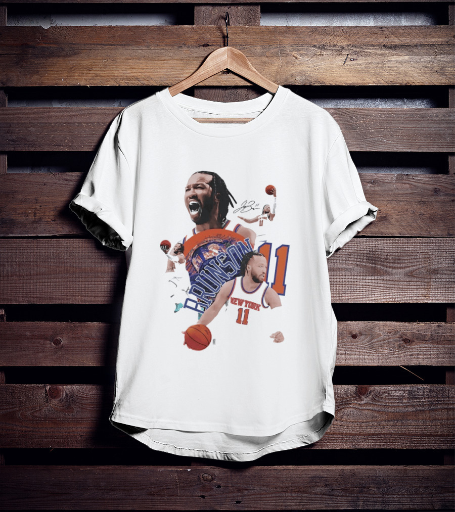 NY Knicks Jalen Brunson Number 11 Collage Basketball Player T-Shirt