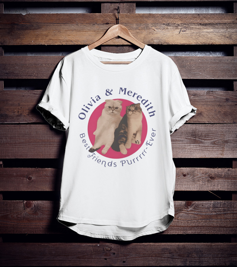 Olivia And Meredith Best Friends Purrrrr Ever Scottish Fold Cat T-Shirt