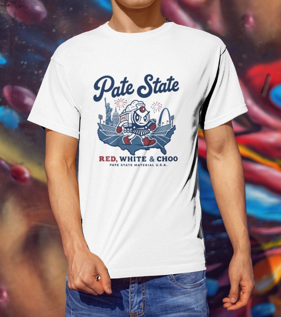 Pate State Red White And Choo USA Fireworks Statue Of Liberty Arch T-Shirt