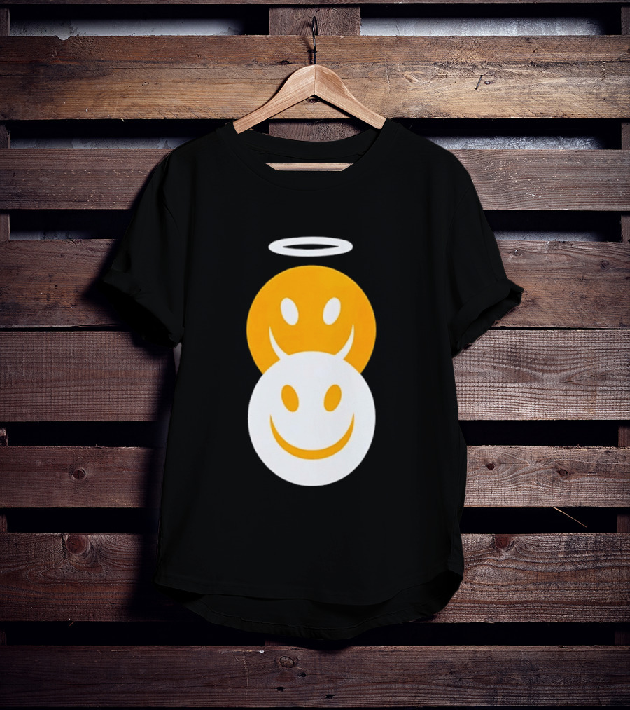 Angel And Devil Smiley Faces Halo And Horns T-Shirt