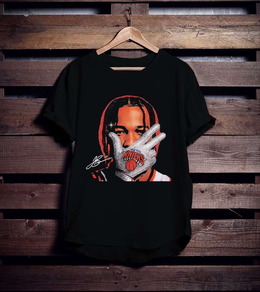 New York Knicks Jalen Brunson Iceman Signature Glove T-Shirt