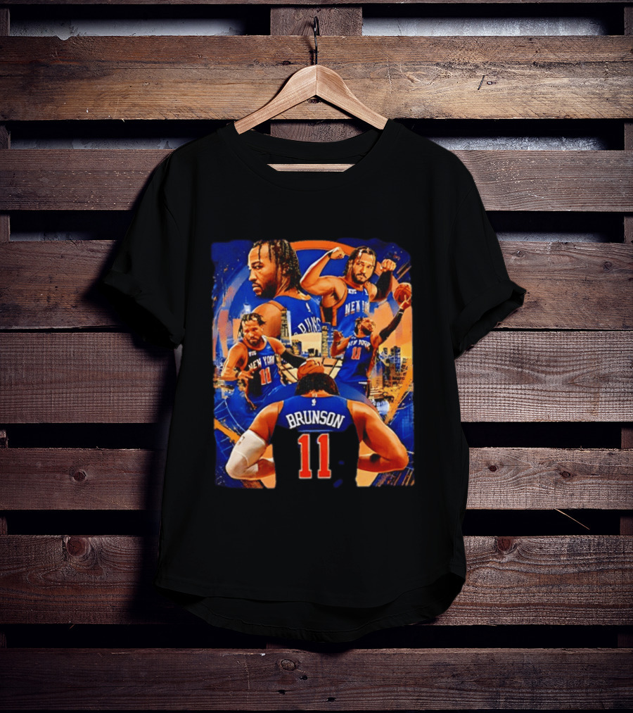 New York Knicks Jalen Brunson Number 11 Team Collage T-Shirt