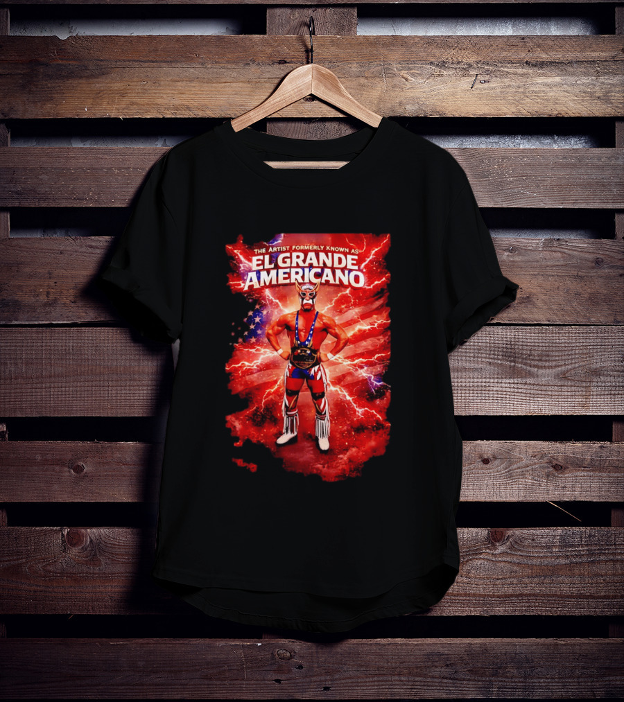 The Artist Formerly Known As El Grande Americano Luchador Flag Lightning T-Shirt