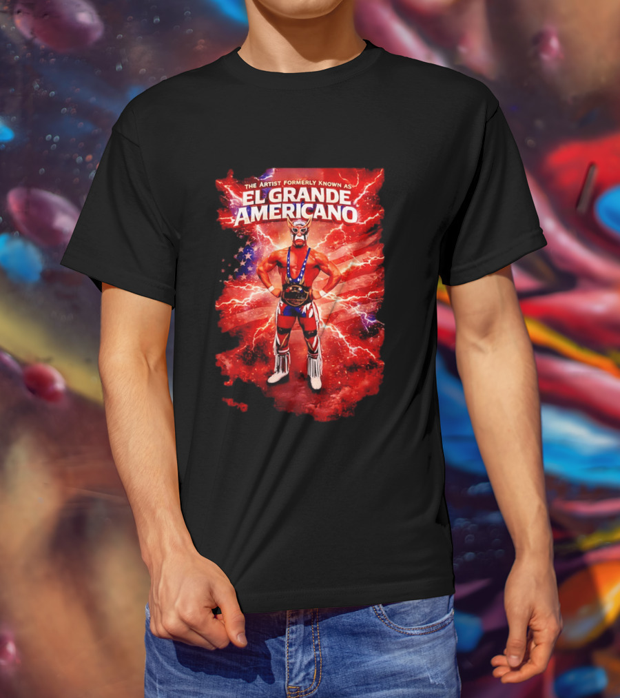 The Artist Formerly Known As El Grande Americano Luchador Flag Lightning T-Shirt