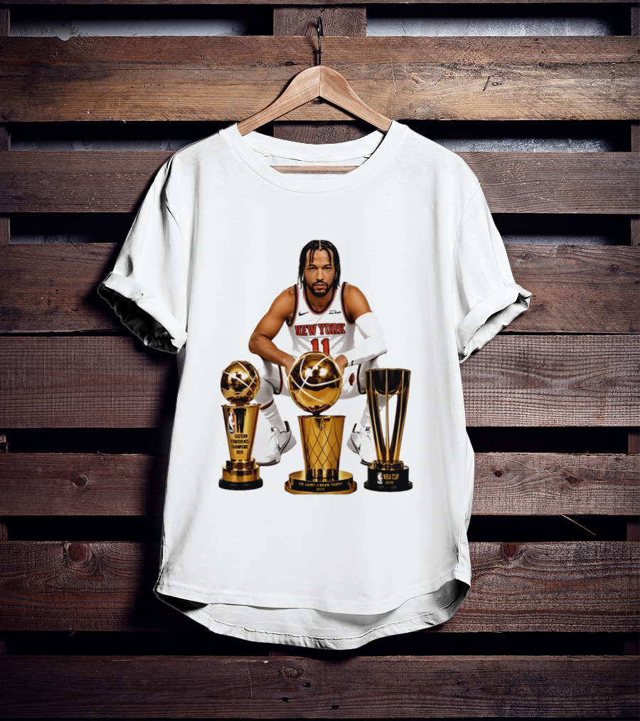 New York Knicks Jalen Brunson 11 Trophy Collection NBA Champions T-Shirt
