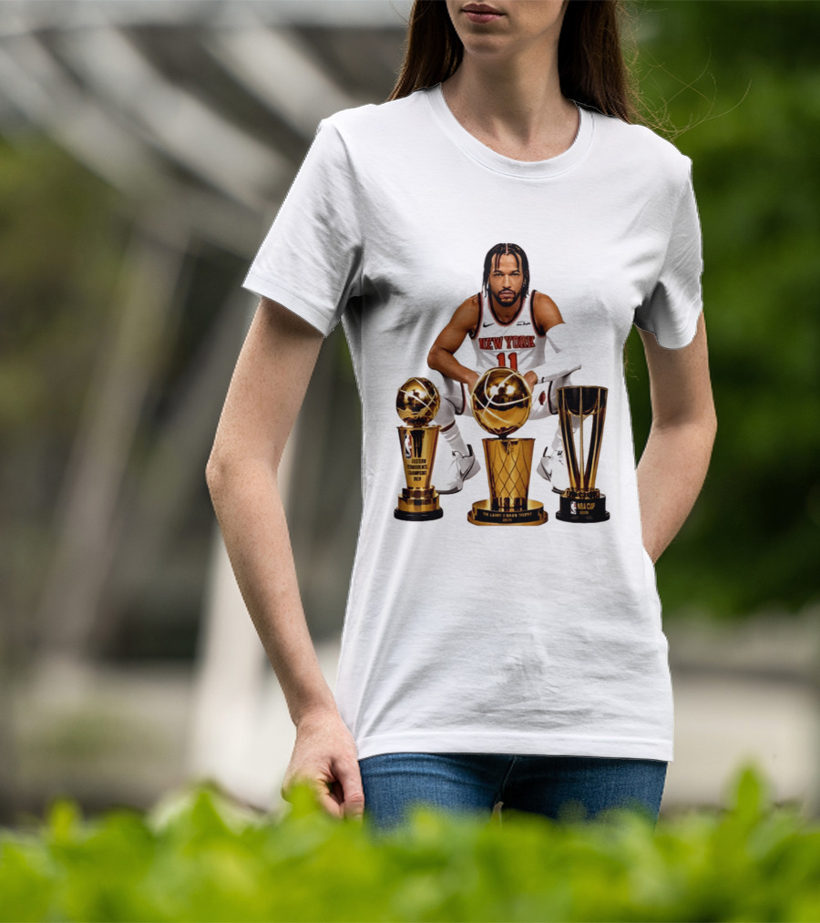 New York Knicks Jalen Brunson 11 Trophy Collection NBA Champions T-Shirt