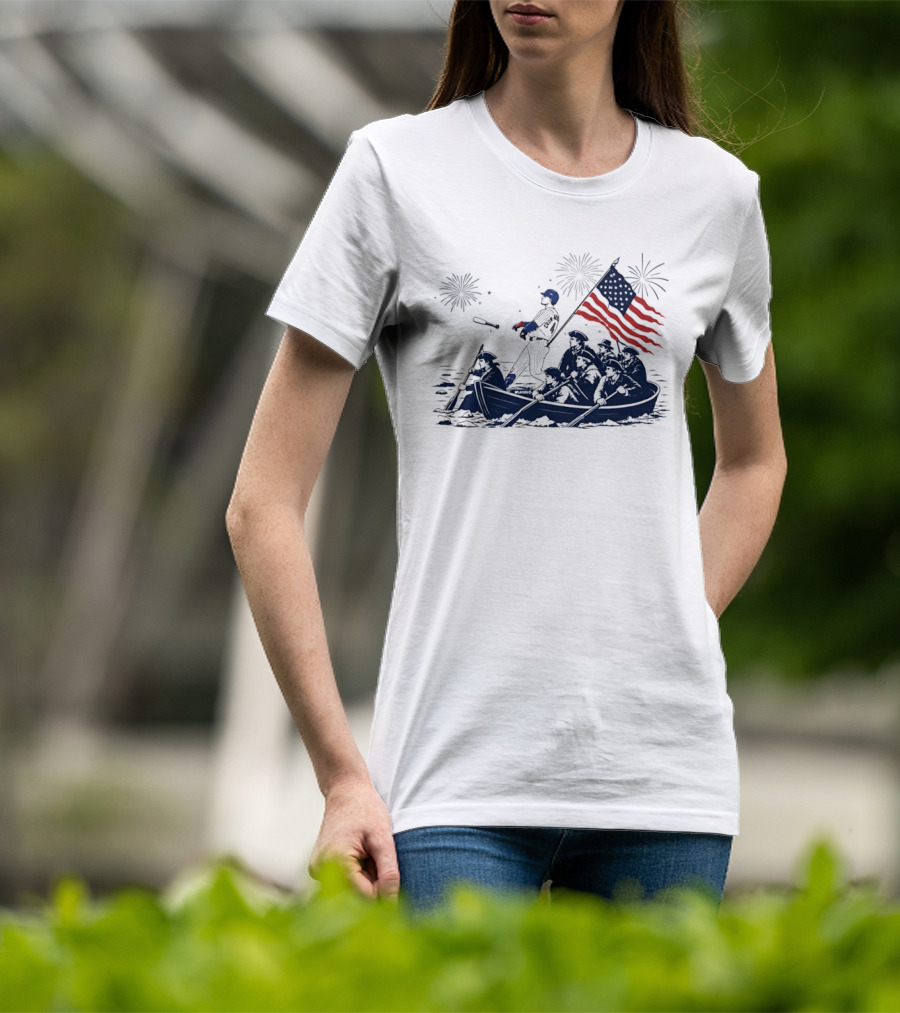 Chicago Cubs Patriotic Crossing The Delaware 4th Of July Meme T-Shirt