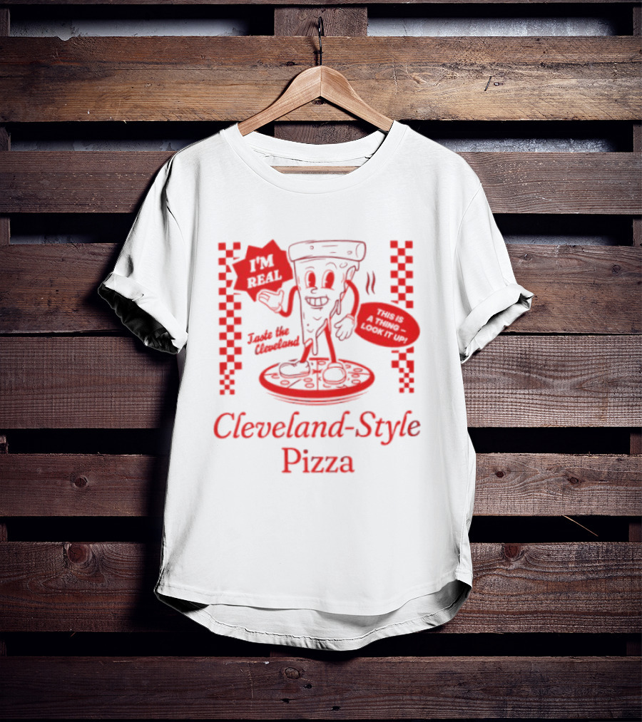 Cleveland Style Pizza I'm Hot Retro Football T-Shirt