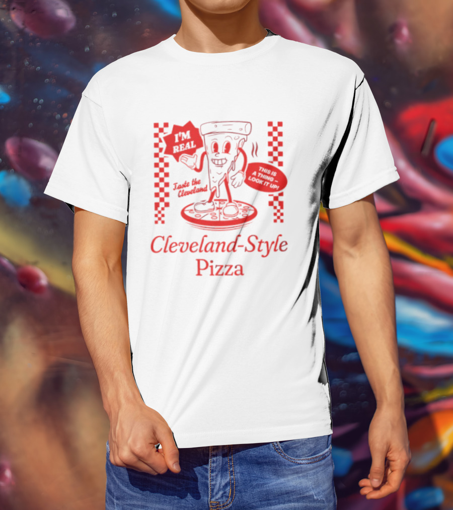 Cleveland Style Pizza I'm Hot Retro Football T-Shirt