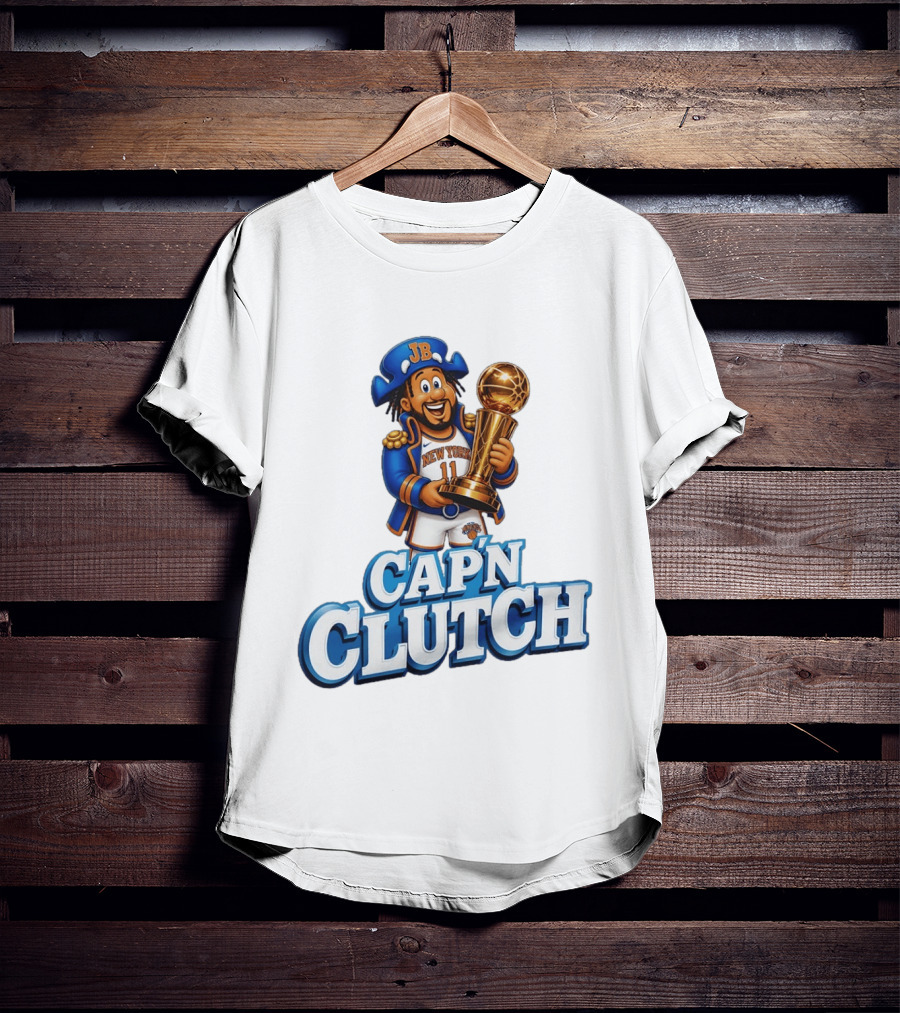 Jalen Brunson Capn Clutch New York Knicks Cartoon MVP T-Shirt