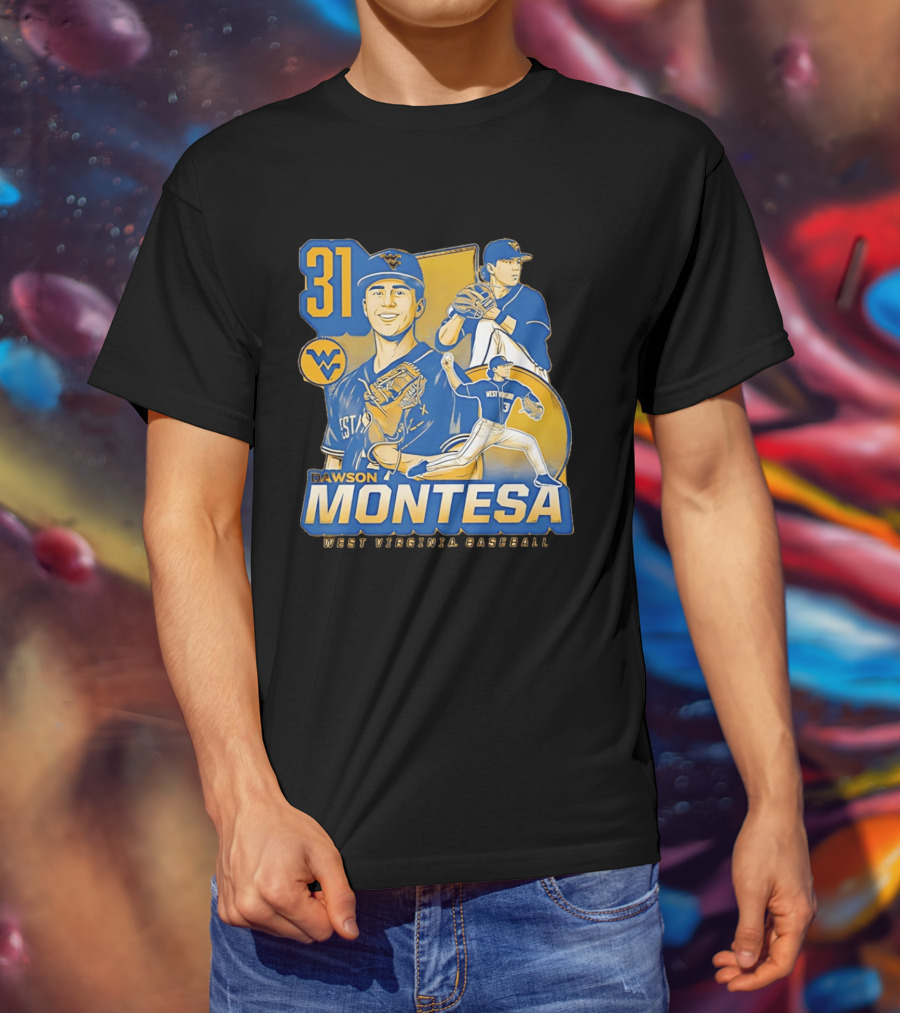West Virginia Baseball Dawson Montesa 31 Mountaineers T-Shirt