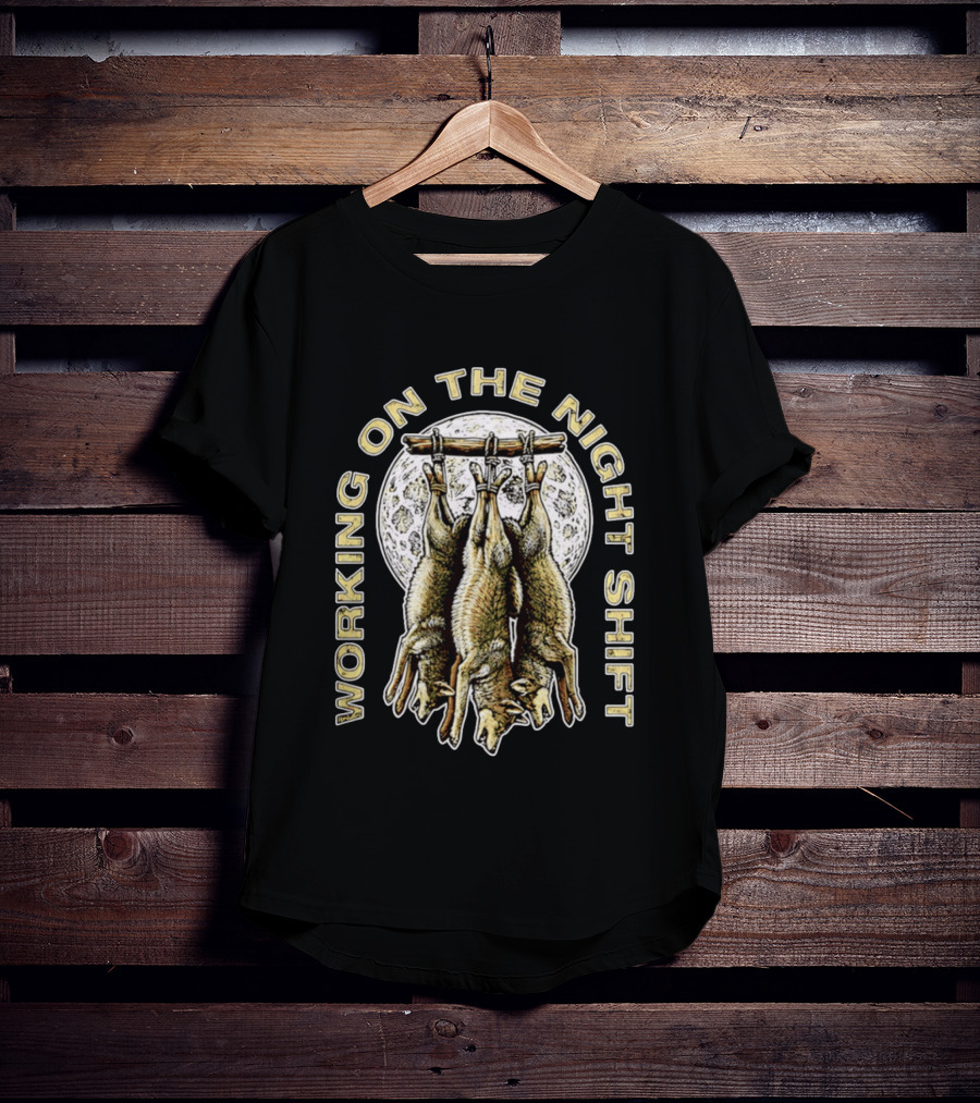 Working On The Night Shift Hanging Bats Full Moon T-Shirt