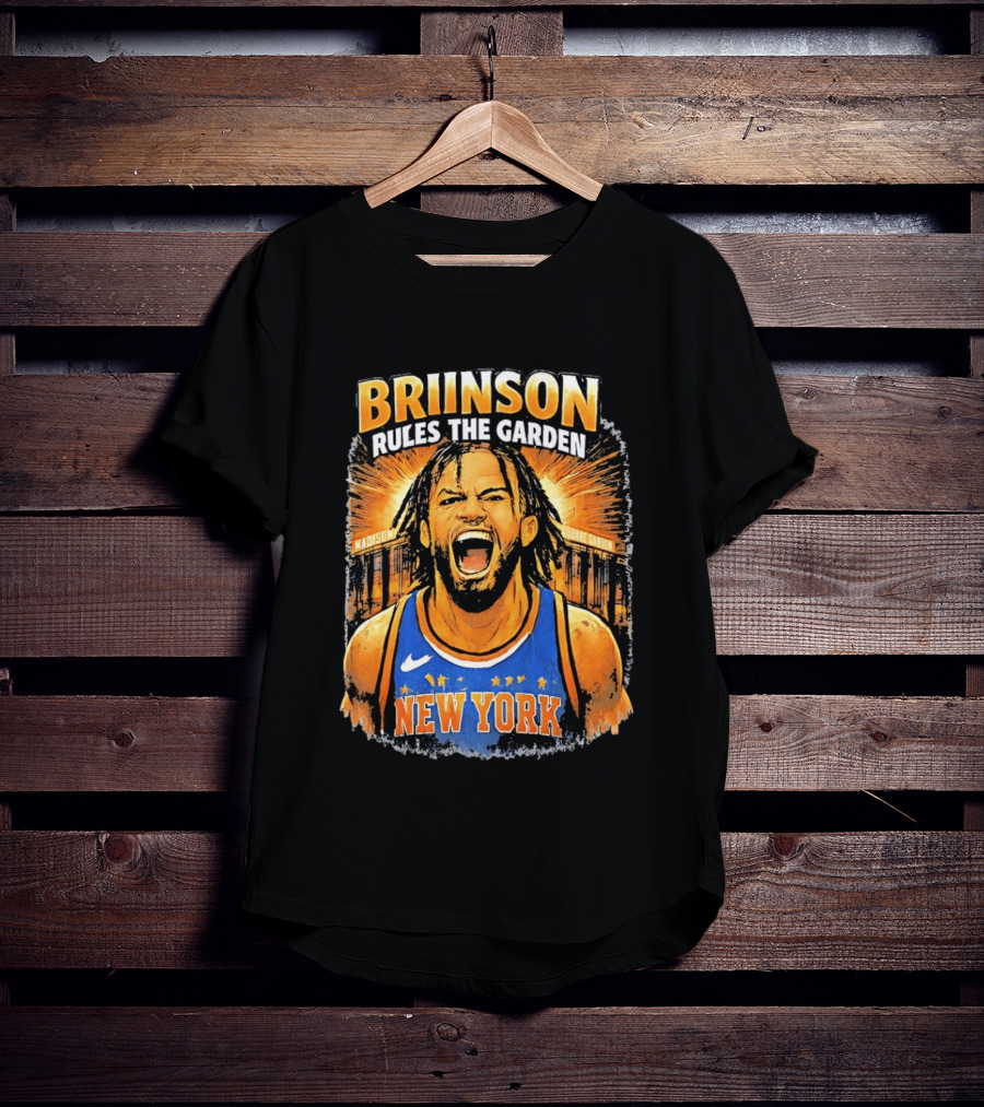 New York Knicks Brunson Rules The Garden Shouting Face Madison Square Garden T-Shirt