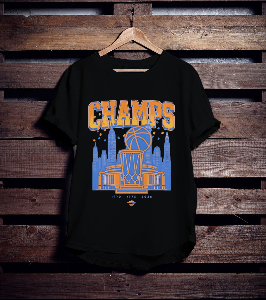 New York Knicks Champs 1970 1973 2026 Basketball Skyline Celebration T-Shirt