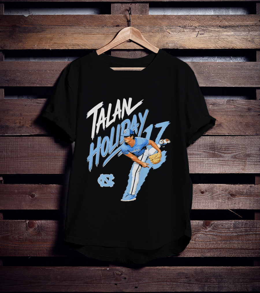 North Carolina Tar Heels Talan Holiday 17 Pitching Action T-Shirt