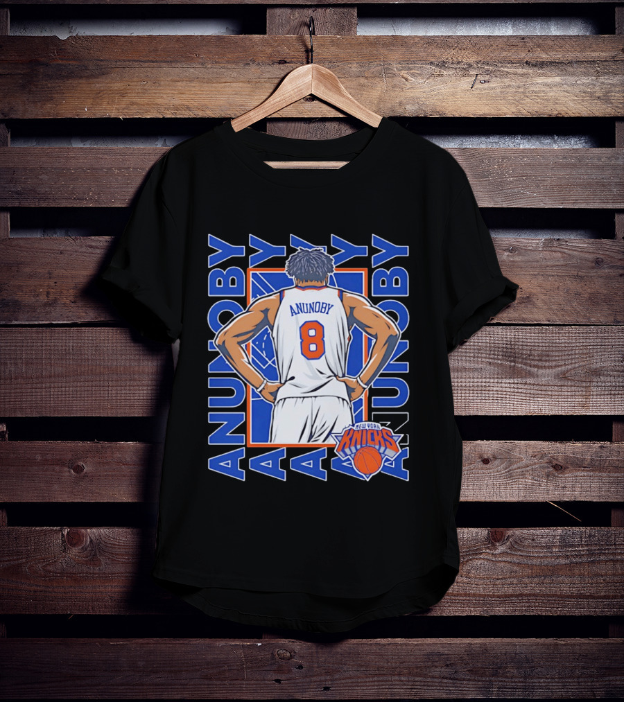 OG Anunoby Number 8 New York Knicks Basketball Icon Repeat T-Shirt