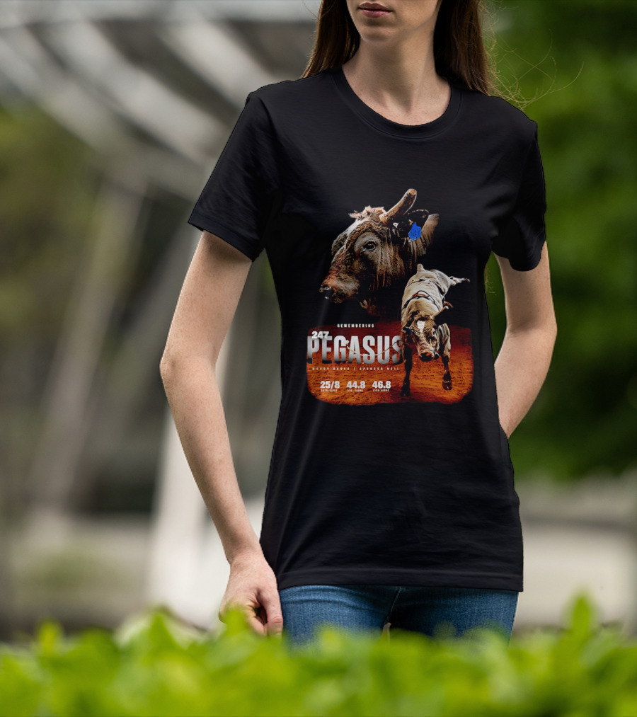 Remembering Pegasus 247 Legendary Rodeo Bull Statistics 25/8 44.8 46.8 T-Shirt