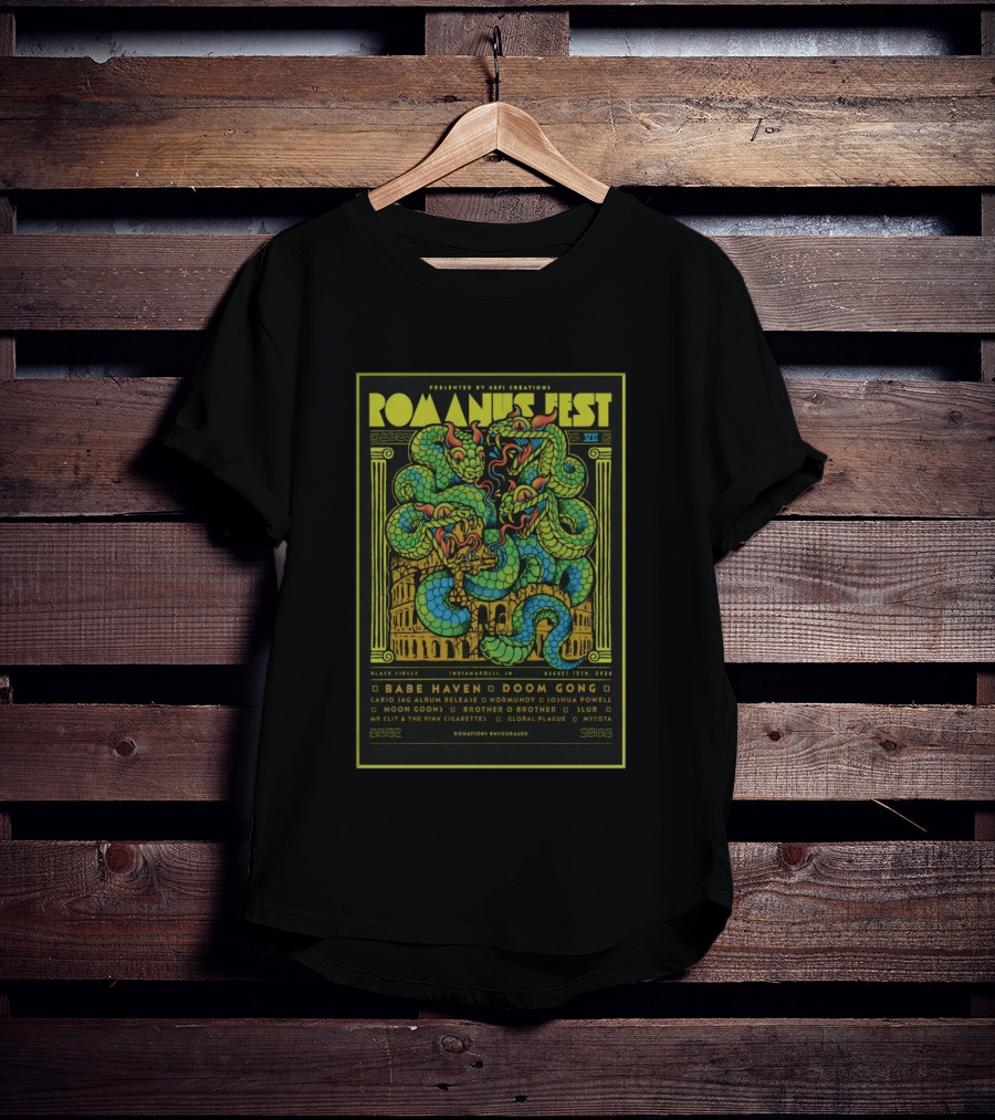Romanus Fest VII August 15 2026 Indianapolis Black Circle Featuring Babe Haven Doom Gong T-Shirt
