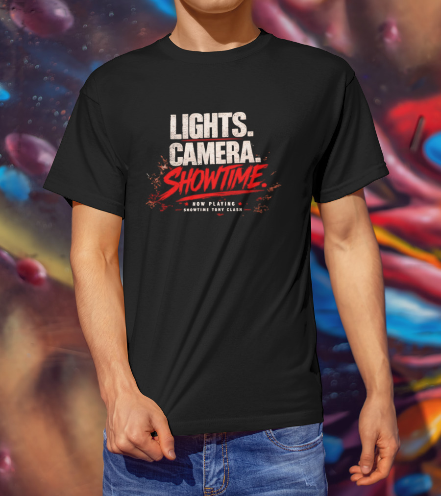 Lights Camera Showtime Now Playing Showtime Tony Clash T-Shirt