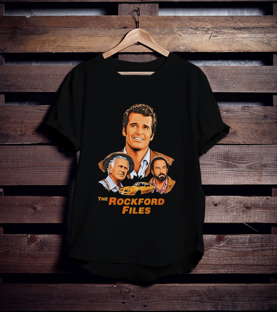 The Rockford Files 1970s James Garner Iconic Cast And Car T-Shirt