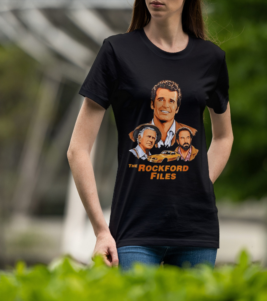The Rockford Files 1970s James Garner Iconic Cast And Car T-Shirt