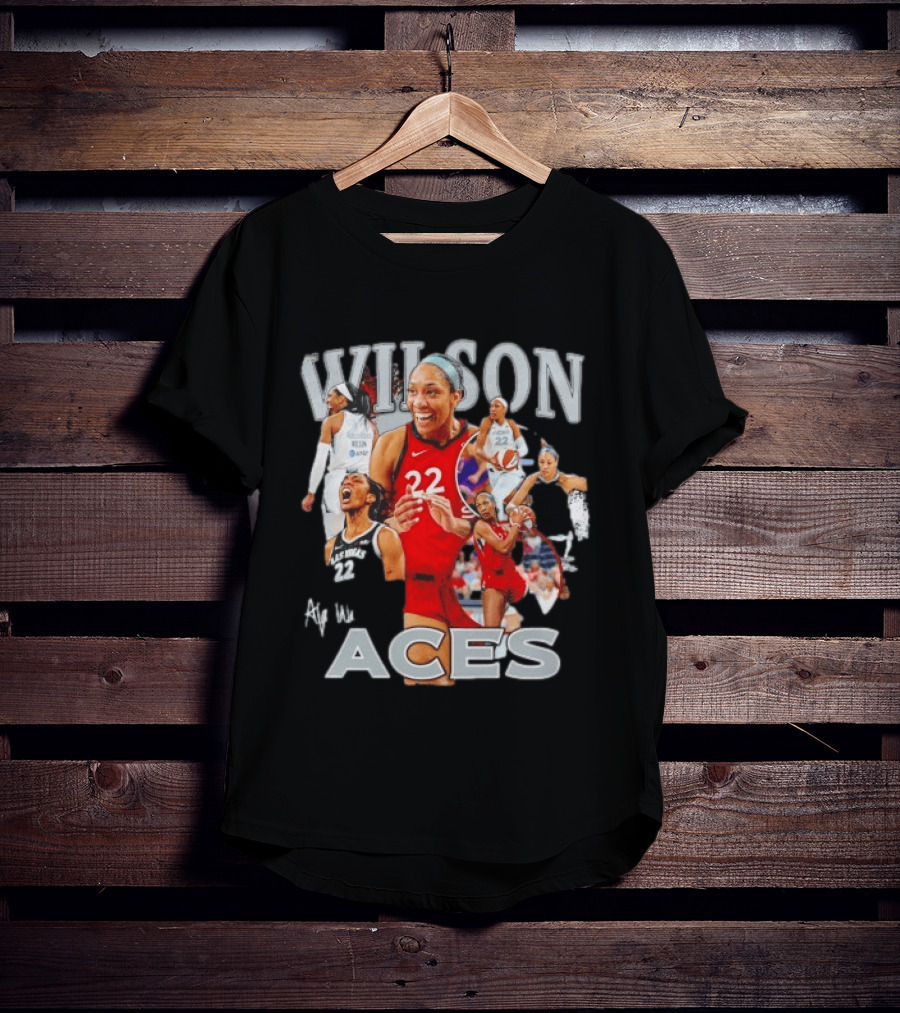 A'ja Wilson Las Vegas Aces Fly With Aces Collage T-Shirt