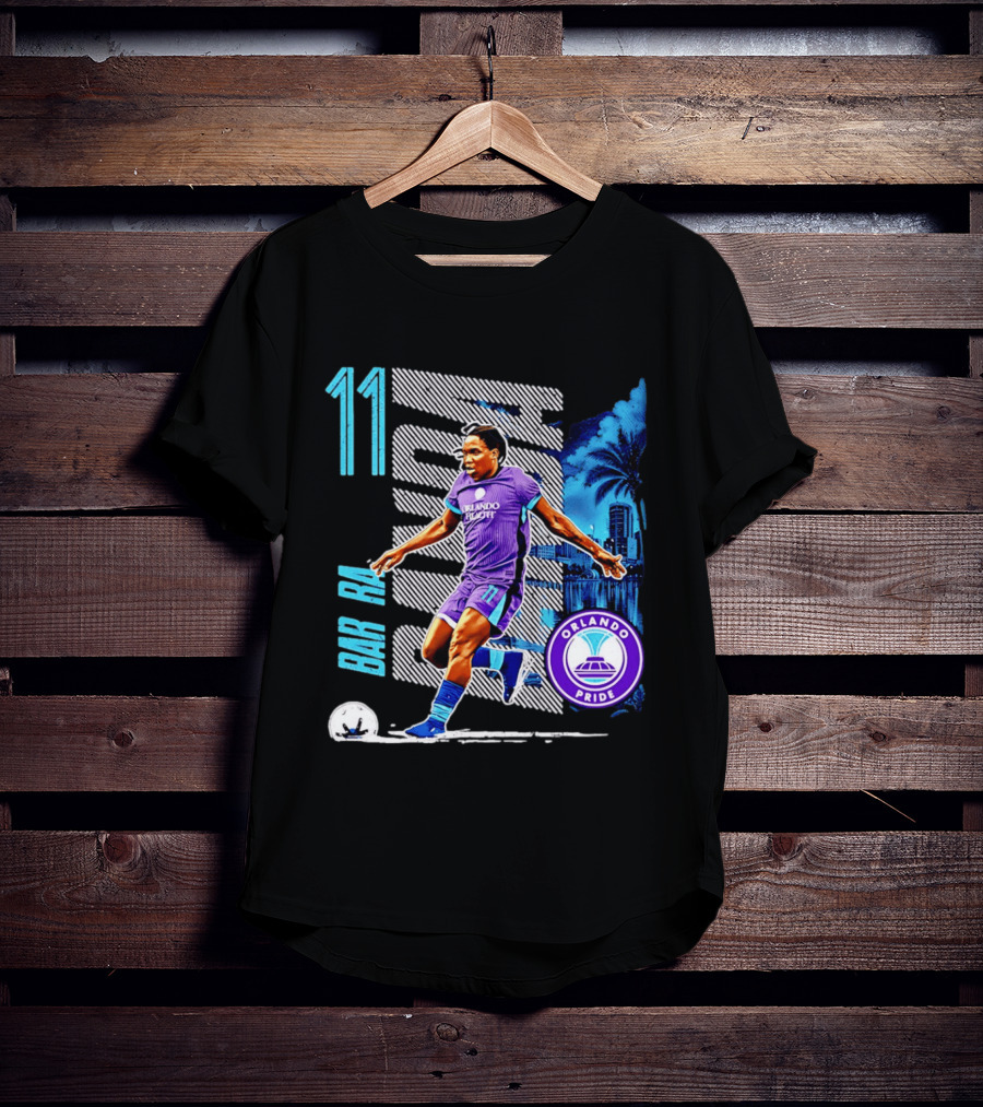 Barbra Banda Orlando Pride Skyline 11 Soccer Blue Palm Trees T-Shirt