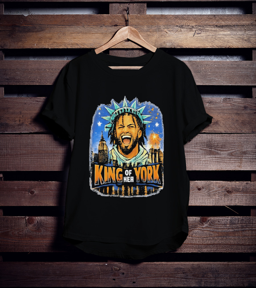 Jalen Brunson Statue Of Liberty Crown King Of New York City Skyline T-Shirt