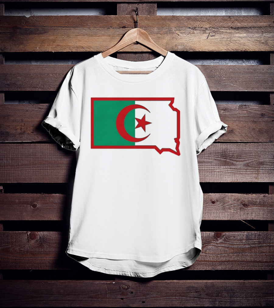 Lawrence Of Algeria Flag State Outline With Crescent And Star T-Shirt