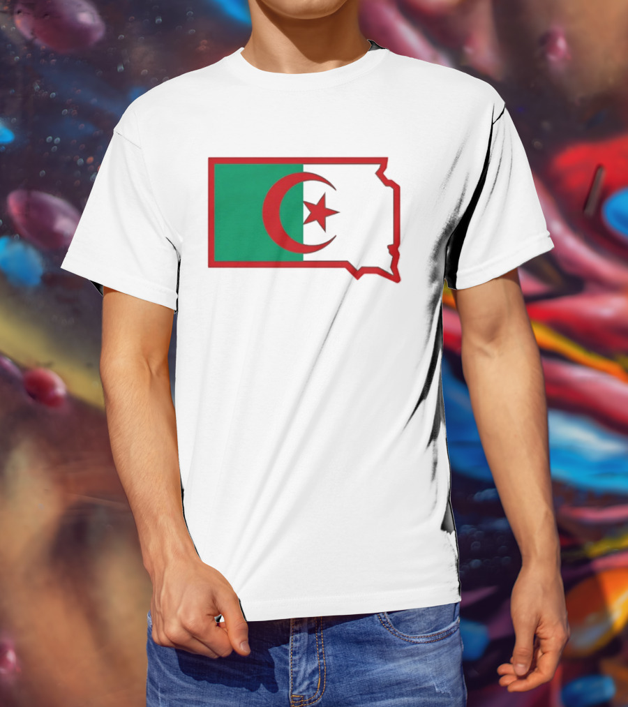 Lawrence Of Algeria Flag State Outline With Crescent And Star T-Shirt