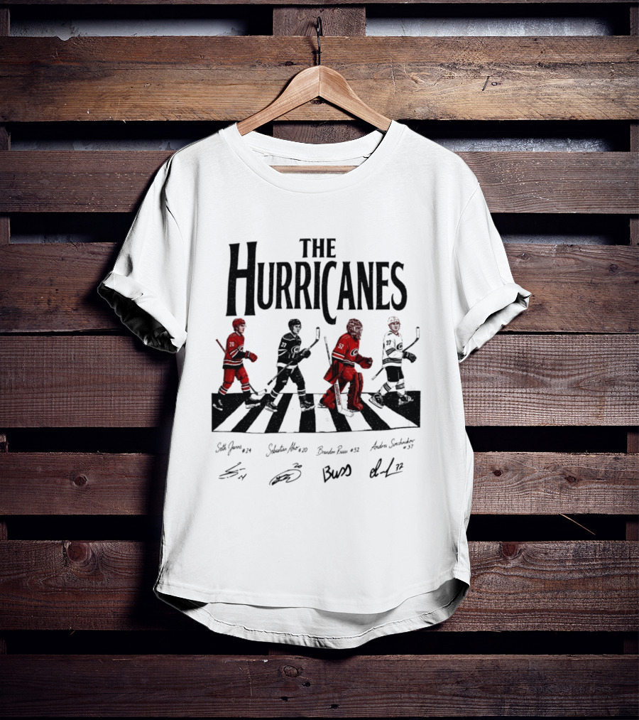 The Hurricanes Abbey Road Ice Hockey Players Crossing Signatures T-Shirt