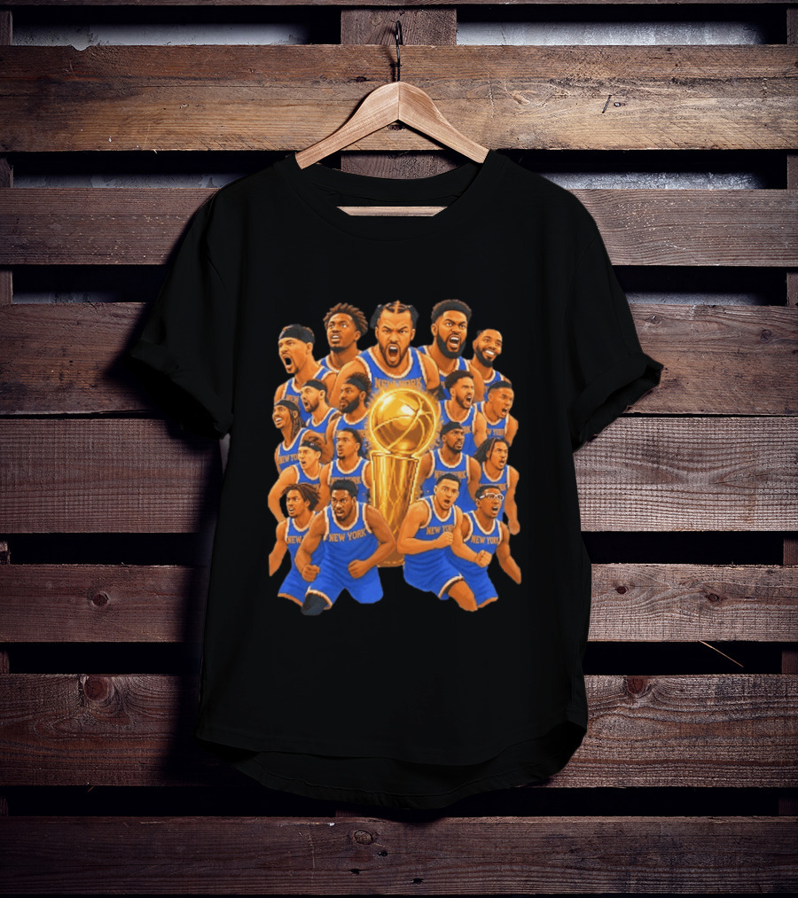 New York Knicks NBA Champions 2026 Players And Trophy Celebration T-Shirt