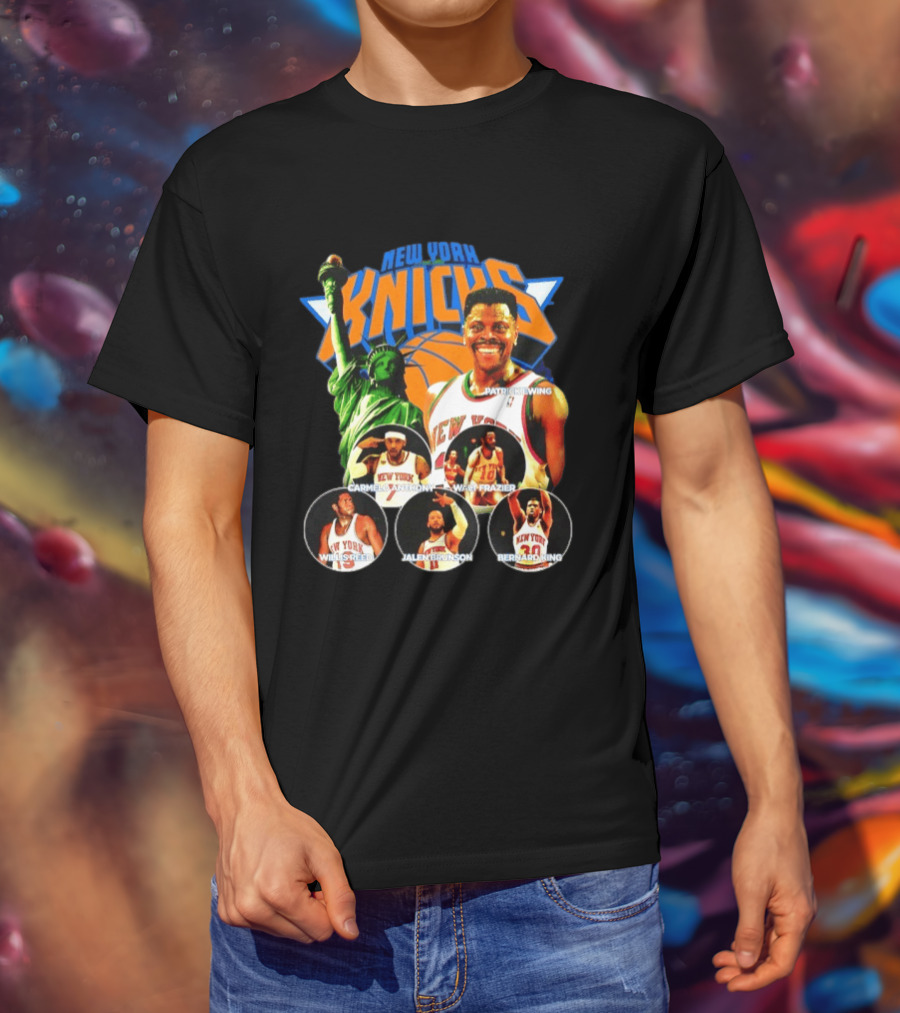 New York Knicks Patrick Ewing Carmelo Anthony Walt Frazier Statue Of Liberty T-Shirt