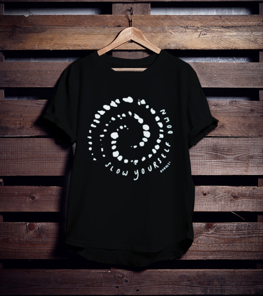 Slow Yourself Down Whale Bubble Text Spiral Circles T-Shirt