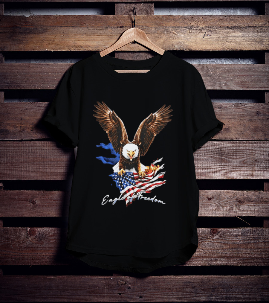 American Eagle Of Freedom Flag Wings Fiery Display T-Shirt