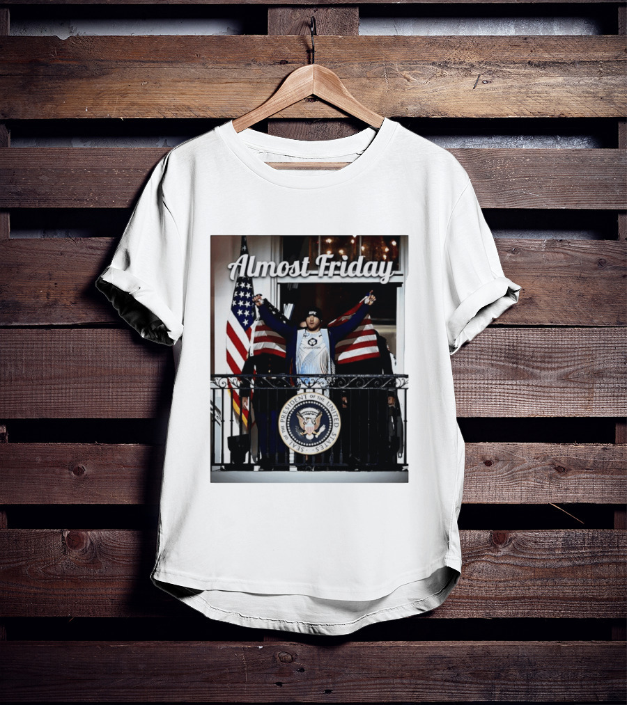 Almost Friday Justin Gaethje US Flag Blue Room Balcony White House UFC Freedom 250 T-Shirt