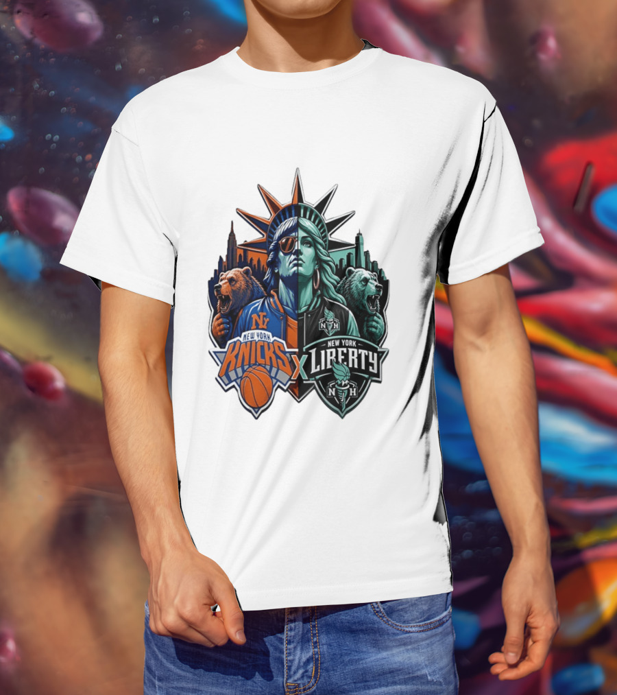 New York Knicks X Liberty Statue Of Liberty NBA WNBA T-Shirt